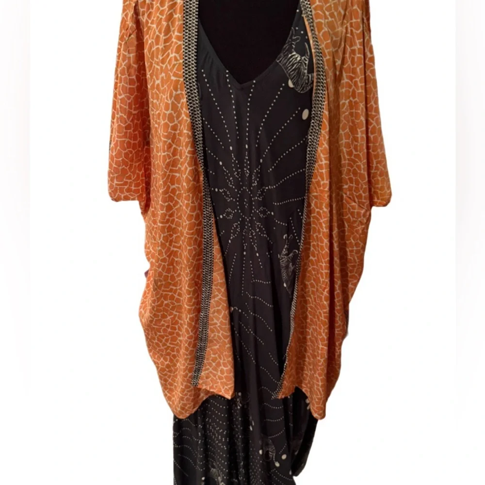 Johnny Was BIYA Black Silk Rea Dress with tiger graphics - sleeveless on Sale!! - Picture 11 of 13